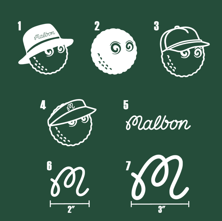 MALBON Golf - 7 Pack Bundle - Waterproof Vinyl Decal Sticker, 6