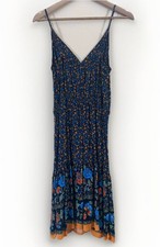 Sundress Womens Sz M Beautiful Floral Tie Elastic Waist Adj Straps Midi
