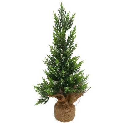 Albero Di Natale Artificiale 45 Cm Con Base In Sacco Di Iuta – Decorazione Natalizia Per Scrivania, Mobile, Piccolo E Resistente All'acqua
