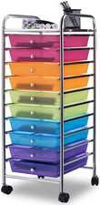 10 Drawer Rolling Storage Cart Scrapbook Paper Office School Organizer