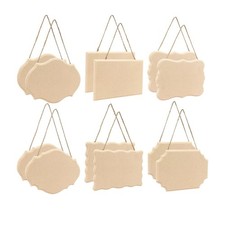12 Pack Blank Hanging Wooden Signs for Crafts, 7 x 5 in Unfinished Beveled Wo...