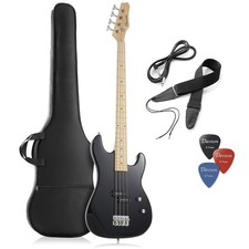 OPEN BOX - 4-String Right Handed Electric Bass Guitar Kit w/ Gig Bag - Black