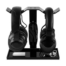Geekria Acrylic Dual Headphones Stand, Earphone Holder Black 