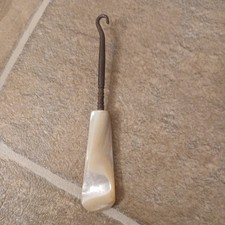 Vintage Shoe Button Hook Mother Of Pearl Handle 5 1/2"