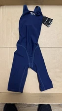 TYR WOMEN’S Thresher Tech  Navy Open Back competition knee suit NWT Size 26