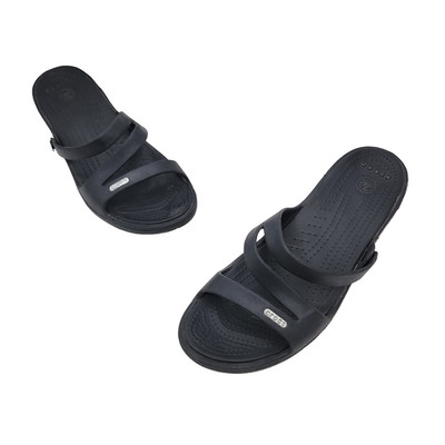 Crocs Patricia Womens Size 9 Black Wedge Strappy Casual Slip-On Sandals Shoes 