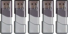 PNY - Turbo Attach 3 32GB USB 3.0 Type A Flash Drive, 5-Pack - Silver