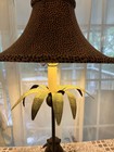 32” Monkey Under A Tropical  Palm Tree Brass Table Lamp W/ Velvet Lamp Shade — photo 2