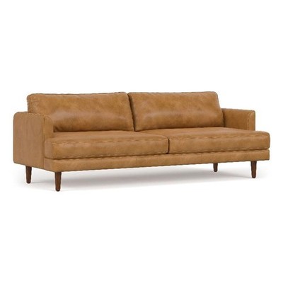Pemberly Row 90'' Wide Modern Sofa in Sienna Top Grain Genuine Leather