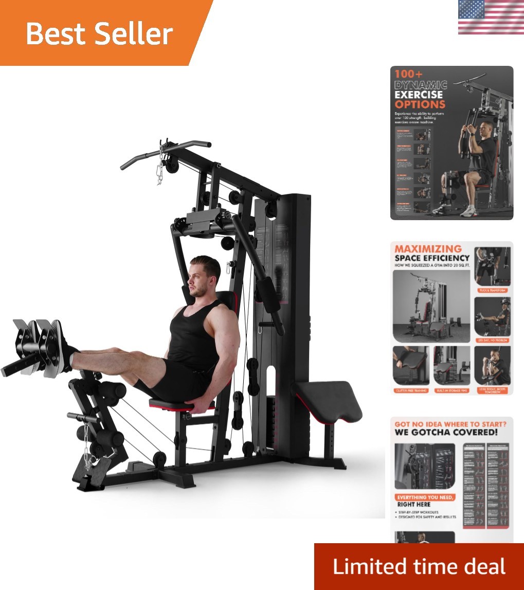 Home Gym, Workout Station with 150LBS Weight Stack, Multifunctional Home Gym ...