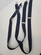 Men's Navy Blue Adjustable Clip-On Suspenders Elastic Straps