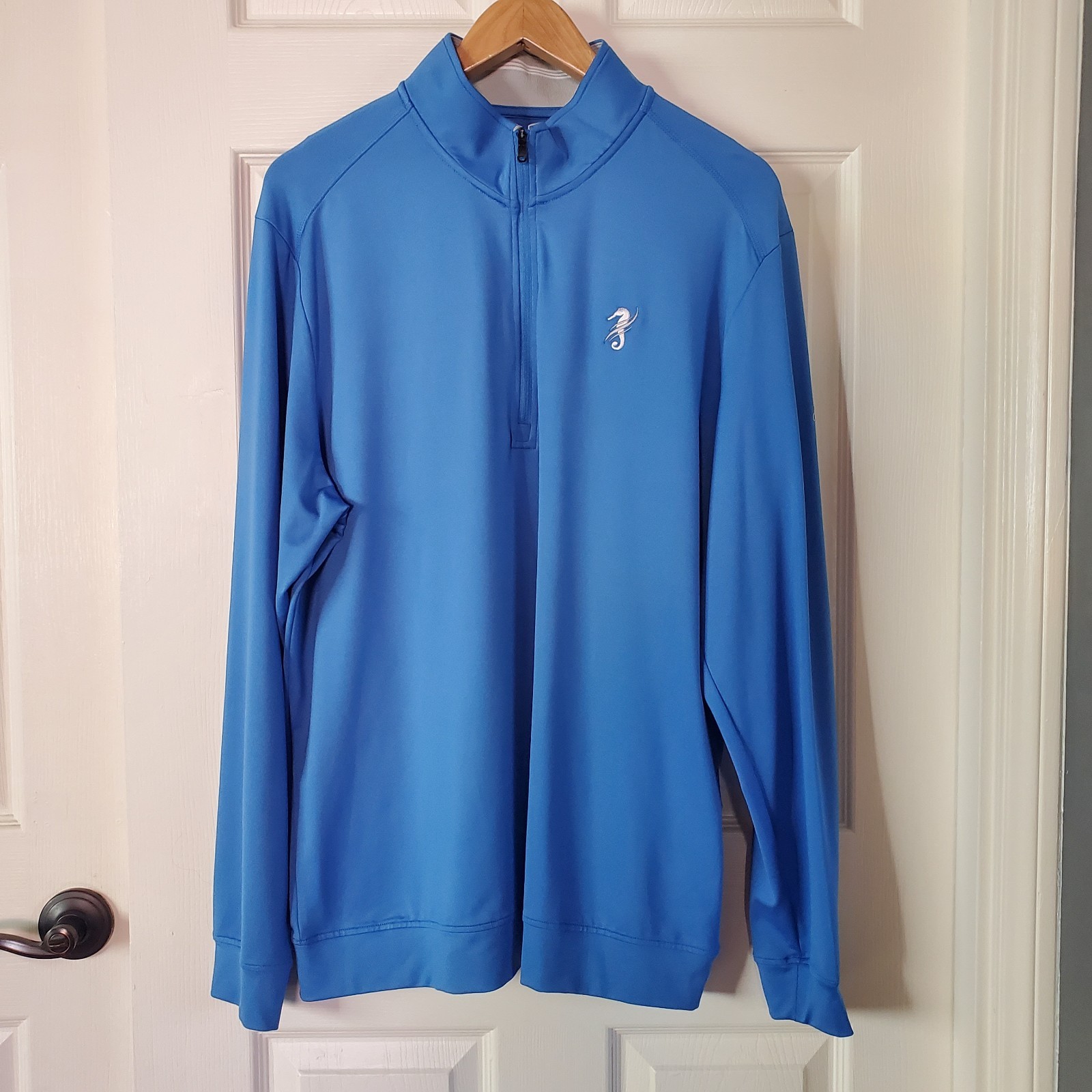 Adidas Golf Shirt Midlayer Blue 1/4 Zip Long Sleeves Men's Size Large Pullover