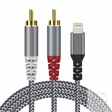  MFi Certified Compatible with Lightning to RCA Cable Audio Adapter, 4FT iOS to