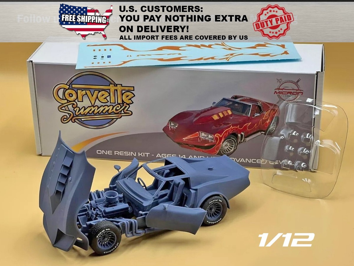 1:12 Scale Corvette Summer Model Kit With Decals, Rubber Tires and