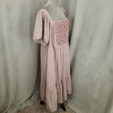 Old Navy Womens 3X Dress Rainbow Stripes Smocked Square Neck Long Midi Maxi