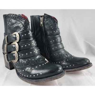 Freebird By Steven Studded Leather Moto Western Boots Women s 7 Black
