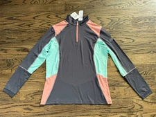 Kastel Denmark Long Sleeve Quarter Zip Sun Shirt Asphalt Colorblock Size XL NWT