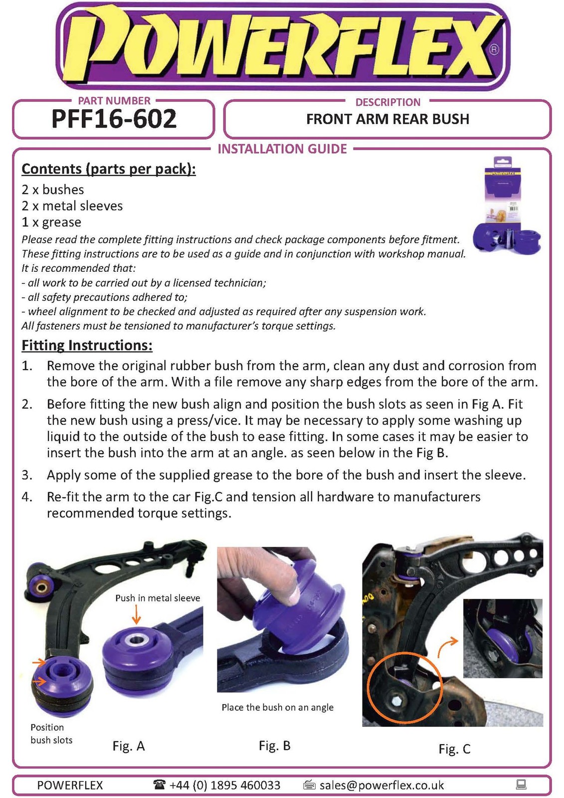 PFF16-602BLK Powerflex Black Front Arm Rear Bushes