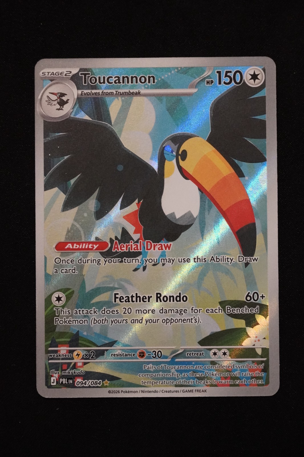 Toucannon 094/084 Me05: Pitch Black Holo Pokemon Near Mint NM