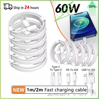 Lot USB-C to USB-C Cable PD Fast Charger For iPhone 8 XR SE 11 12 13 14 15 16 17