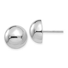 14k White Gold 12mm Half Ball Post Stud Earrings L-12 mm, W-12 mm