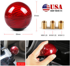 USA Universal Auto Car Carbon Fiber Gear Shift Knob Shifter Lever Round Ball Red