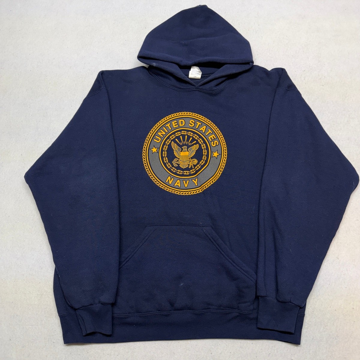 Vintage Soffe US Navy Hoodie XL Navy Blue Y2K Made in USA Boxy Fit