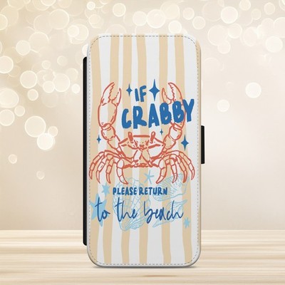 LUSTIGE SOMMER HANDYHÜLLE FÜR IPHONE SAMSUNG PIXEL FLIP WALLET BEACH CRAB SHACK