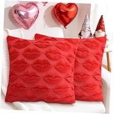 Valentine's Day Decorations Pillow Covers, 18 x 18 Inch Set of 2 Soft Red Lip