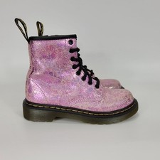 Dr Martens Iridescent Shimmer Boots Toddler Girl 12C Pink Crackle Black 30602