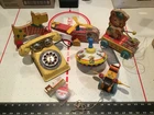 Vintage Fisher Price Wooden Toy Pulls Lot Turtle Dog Train Clown Plus More