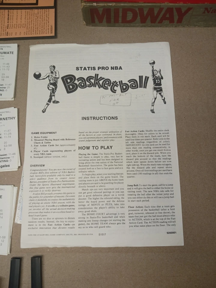 Statis Pro Basketball Game 1977-78 Season Avalon Hill Sports Illustrated 22 Team - Image 4 of 4