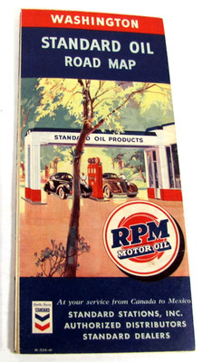 Vintage 1939 Standard Stations Road Map Of Washington State