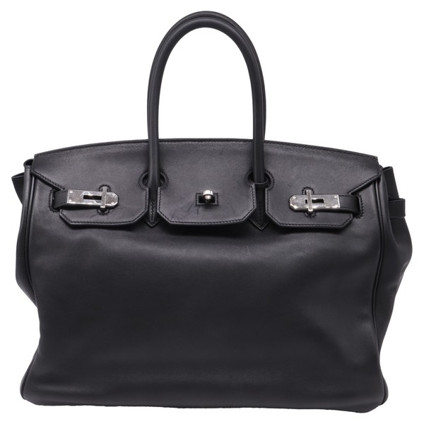 Hermès Birkin 35 Tote Bag In  Calfskin Leather Women Black One Size