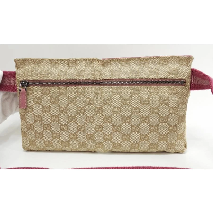 Gucci GG Supreme Cotton Brown Pink Leather Waist Bag for Women