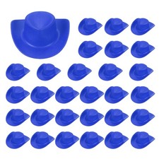 Mini Cowboy Hat, Plastic Blue Mini Cowboy Hats for Crafts 30 Pcs