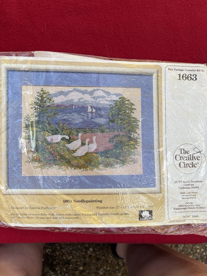 Creative Circle Needlepainting Kit #1663 NIP. Geese And Sailboats - Image 3 of 4
