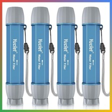 Emergency Water Filter Straw 4 Pack Blue Survival Camping Hiking Portable 1300 G