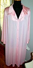 Vtg. Vanity Fair Robe Pink Gown USA Tricot All Nylon Button Up Long NWT 2XL