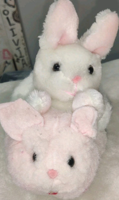 Jerry Elsner Co Plush 6'' White Rabbit In Pink Bunny Stocking Shoe Stuffed Animal