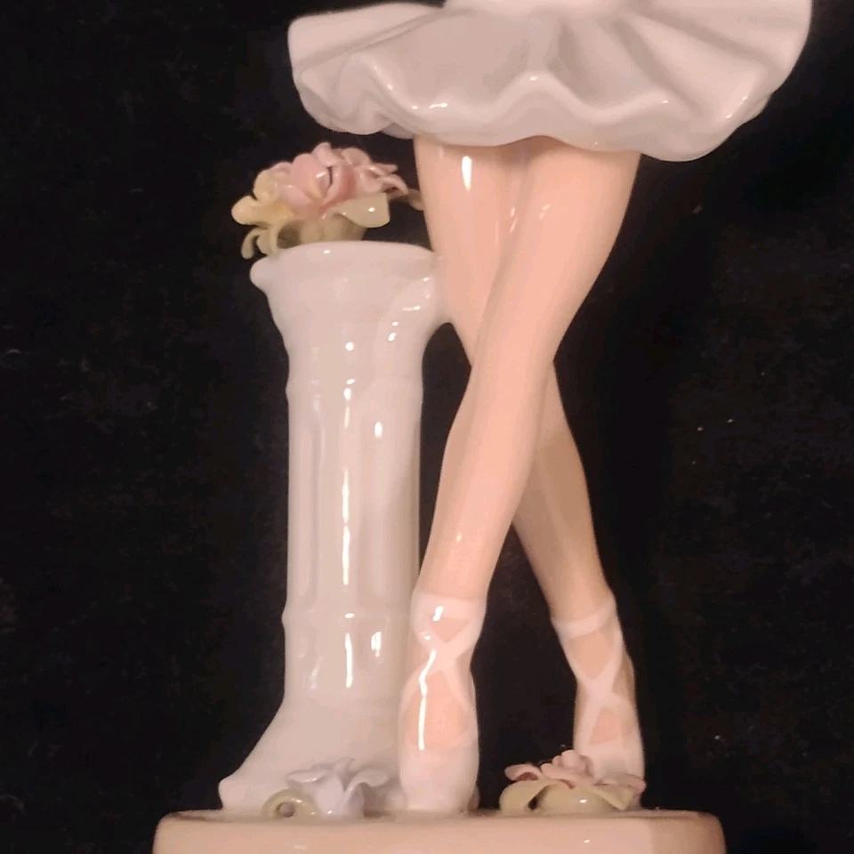 Signed COSMOS Porcelain Ballerina Figurine 8" Lladro Style Tutu Pose - Image 4 of 4