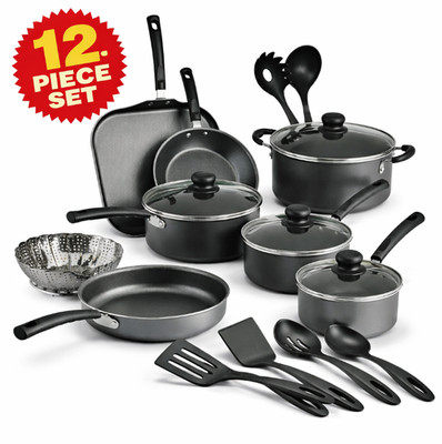Primaware 18-Piece Nonstick Cookware Set, Steel Gray Kitchen Essential for Home