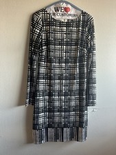 Vince Camuto Black And White Geometric Pattern Midi Dress Size 2
