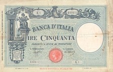 #Banca D Italy 50 Lire 1943 P-64 aVF Azzolini & Urbini