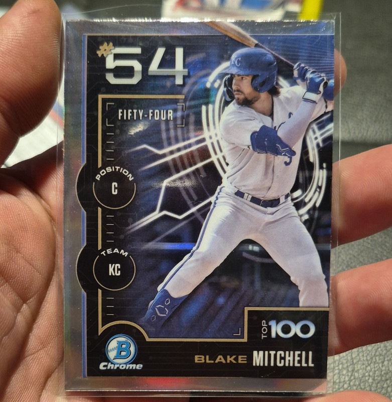 Topps 2025 Bowman Chrome Scouts Top 100 Chrome Blake Mitchell Royals #BTP-54
