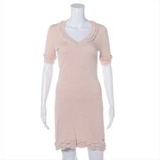 Chanel Cotton & nylon Knit dress 36 Ladies' pink x white P41415K03032 There is