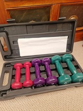Vintage YORK Dumbbells Hand Weights Set 6kg Home Fitness Workout Case