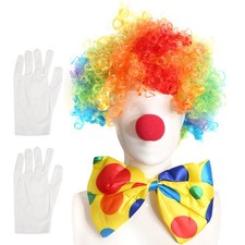 Clown Costume Clown Wig Clown Nose Accessories Bow Tie White Gloves for5908