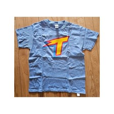 Gildan Heavy Cotton Youth Medium Light Blue Graphic T Logo Shirt Short Sleeve