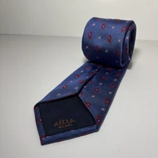 ALTEA MILANO Hand stitched Mens Silk Necktie ITALY Designer Paisley  Blue